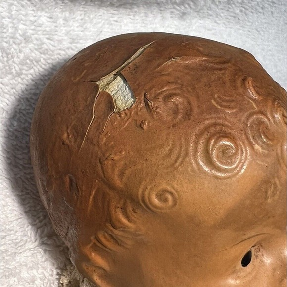 Antique 30s Composition RubberBand Doll 9" in size- original Dress -rareFragile - Picture 11 of 16